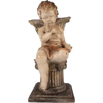 Béžová antik dekorace socha andílek Angel Vintage - 30*30*60 cm