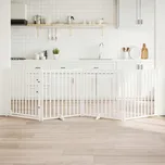 vidaXL Zábrana pro psy s dvířky skládací 4 panely bílá 320 cm jedle