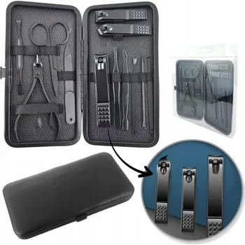 Sada příslušenství pro manikúru a pedikúru v pouzdro, černá 12v1