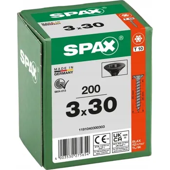 Vrut SPAX Černé vruty do dřeva 3 x 30 TX 200 ks (mini)