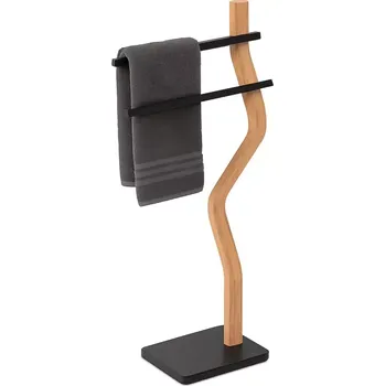 Držák na ručník Stojan na ručníky Relaxdays, dřevo-bambus