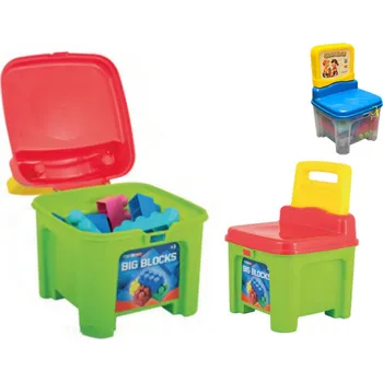 ostatní stavebnice Mikro trading Plastová židlička se stavebními kostkami - 22 ks