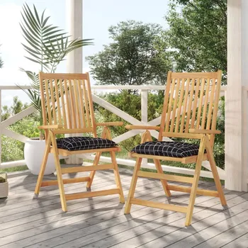 Podsedák vidaXL Podušky na židli 2 ks černé kárované 40 x 40 x 7 cm textil