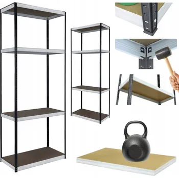 Dílenský regál Kovový regál do skladu, garáže, stojan HELIOS 180x50x50 cm, 4 police, nosnost 175 kg/police