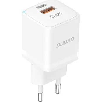 33W EU adaptér / nabíječka DUDAO A13Pro - USB-A + USB-C Power Delivery - bílý