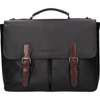Pánská aktovka Luxusní pánská kožená aktovka Bugatti Mikkel - černá