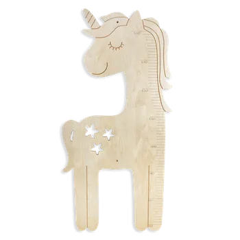 dětský metr Mašek - Dřevěný metr na zeď - Jednorožec