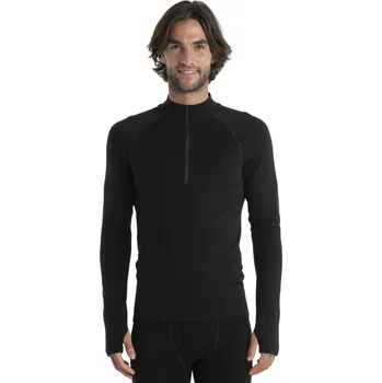 Pánské oblečení Pánské merino tričko s dlouhým rukávem ICEBREAKER Mens 300 MerinoFine Polar LS Half Zip, Black velikost: XL