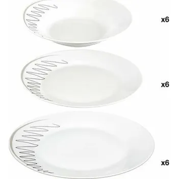 Talíř 5five 18dílné nádobí Esquisse bílé