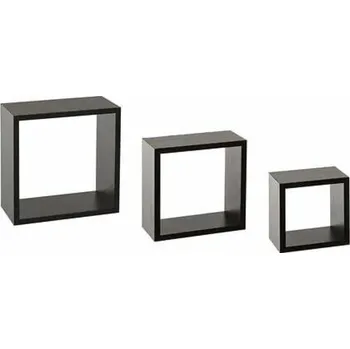 police Sada 3 černých nástěnných polic Fixy S loftových na knihy a dekorace do obýváku 5five