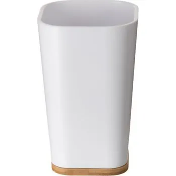 Držák na kartáček Bílý bambusový kelímek na zubní kartáčky Natureo ve skandinávském stylu do koupelny 5five