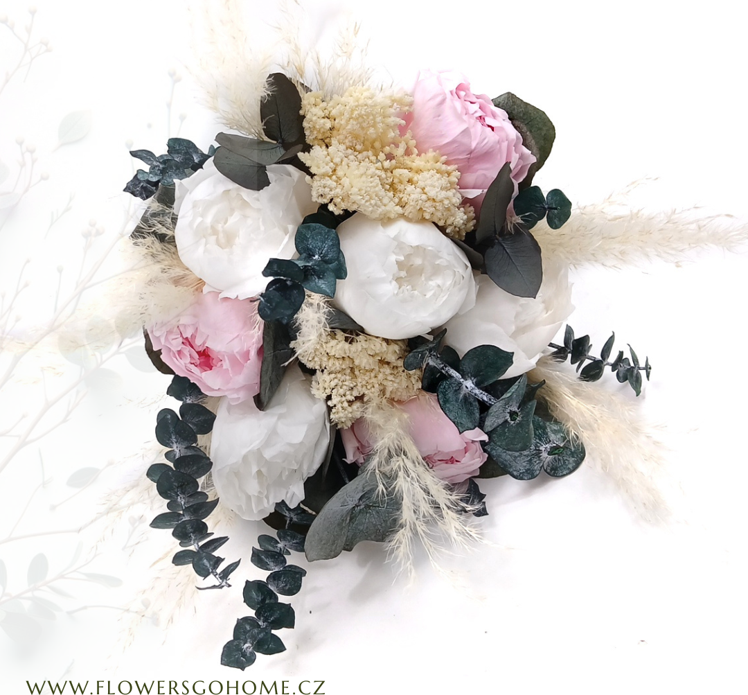 Svatební kytice pivoňky - stabilizované