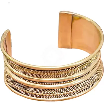 House of Warfare Vikingský mosazný náramek s pleteným vzorem, šířka 2,5 cm