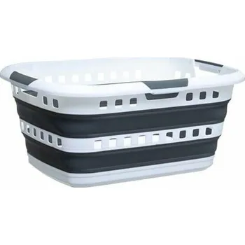 Koš na prádlo Skládací koš na prádlo Hamper 45L bílo-šedý