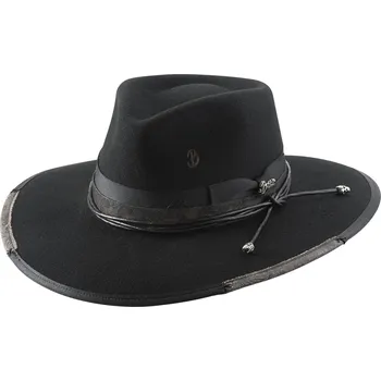 Klobouk Pánský vlněný klobouk RELOADED – černý, ručně zdobený, vintage styl Velikost: 61 cm (XL)