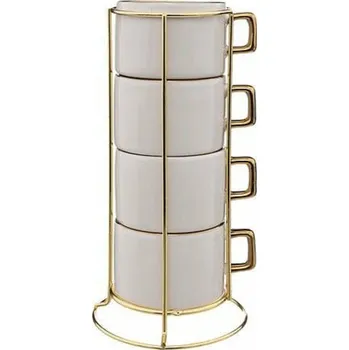 Stojan se 4 šálky Arya 170 ml bílé barvy