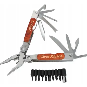 Multifunkční nůž MULTITOOL Multifunkční Nástroj Stříbrno-Dřevěný s Gravírováním Dárek