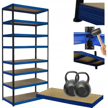 Dílenský regál Kovový regál skladový stojan HELIOS 270x120x30cm 8 polic x 275kg ODOLNÝ