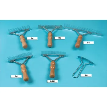 Kartáč pro zvířata HPP hrabičky velké s dřevěnou rukojetí, řídké/husté hroty 24 mm Tvar: husté