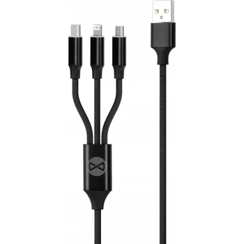 Datový kabel Kabel Forever USB - USB typ C / microUSB / Lightning 1 m černý