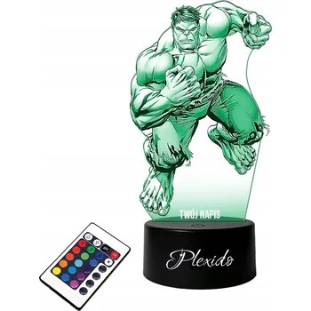 Lampička LAMPKA na SKLE Hulk Avengers Marvel 3D LED RGB + DÁLKOVÝ OVLADAČ 16 BAREV