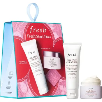 fresh Fresh Start Duo fresh Soy Face Cleanser odličovací čisticí gel 50 ml + fresh Rose Deep Hydration Face Cream hydratační krém na obličej s kyselinou hyaluronovou 30 ml