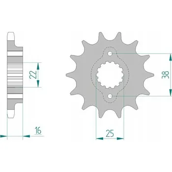 Nářadí na motocykly Přední pastorek Afam 52608, 15 zubů, rozměr 525
