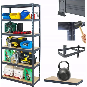 Dílenský regál Kovový regál do skladu PREMIUM HELIOS 213x120x30 cm, 6 polic x 175 kg, ROBUSTNÍ