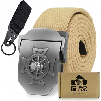 Opasek Pánský PÁSEK ke kalhotám popruh s pevnou sponou, PREMIUM Military, BÉŽOVÝ