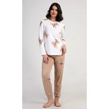 Dámské pyžamo Dámské pyžamo dlouhé Teddy bear - smetanová - XL