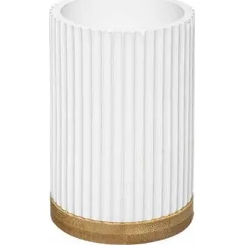 Držák na kartáček Bílý bambusový kelímek na zubní kartáčky Modern do koupelny 5five