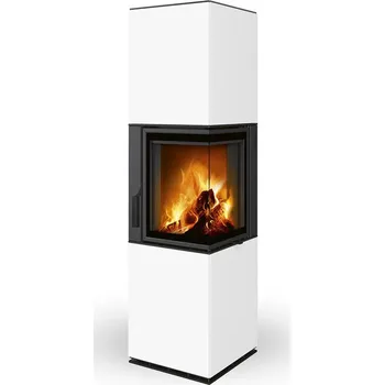 Krbová kamna HARMONY R/L HA keramika - kachlový rohový akumulační krb, Dělené sklo, pravé provedení, včetně akumulace MAMMOTH 96398 Bílý mramor - příplatková glazura