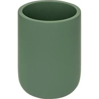 Duo zelený kelímek na zubní kartáčky do koupelny, moderní poliresin 7,2 cm