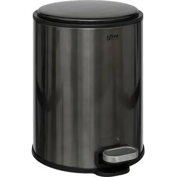 Odpadkový koš Koš na odpadky Delta 6 l černý ocelový s tichým zavíráním do koupelny nebo kanceláře 5five