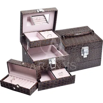 Šperkovnice Šperkovnice kufřík - výběr barev Izidora - Hnědá se vzorem