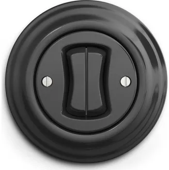 vypínač Kliklap - Retro dvojitý schodišťový vypínač s rámečkem č. 6+6 antracit