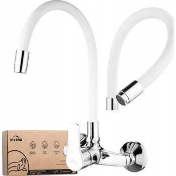 Vodovodní baterie Kuchyňská nástěnná baterie Invena Verso bílá, stříbrná