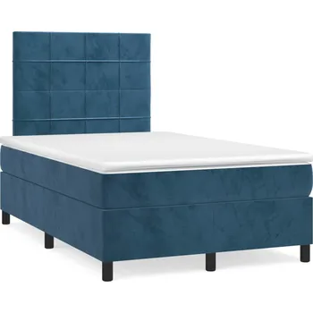 Ložnice vidaXL Box spring postel s matrací 120 x 190 cm samet [3269996] Barva: Tmavě moddrá