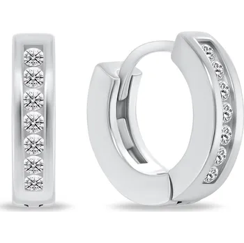 Náušnice Brilio Silver Elegantní stříbrné kruhy se zirkony EA775W + 2 měsíce na vrácení zboží