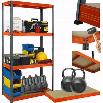 Dílenský regál Kovový regál do skladu, garáže HELIOS 180x120x30cm, 4 police, nosnost 275kg/police