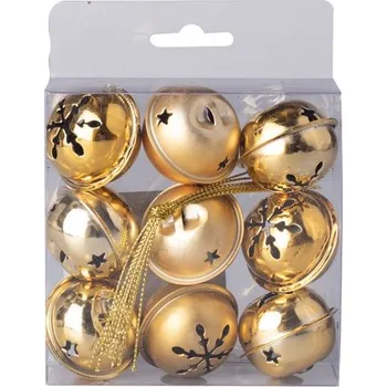 Vánoce Rolničky 9ks 40 mm zlaté