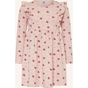 Dámské šaty Petit Bateau Dívčí Žerzejové Šaty S Volánky, světle růžová, 152