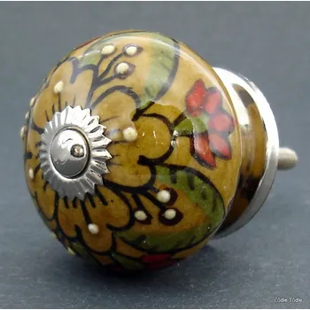 Nábytkové kování Nábytková úchytka hnědá s barevnou kresbou- 4 cm - knopka