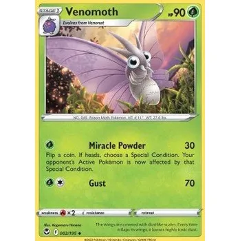 Volný čas Pokémon SIT 002/195 Venomoth - Silver Tempest Stav: Near Mint, Verze: NORMAL