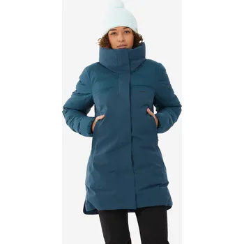 WEDZE Dámská dlouhá hřejivá lyžařská bunda 500 M MODRÁ