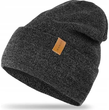 Čepice NANDY Čepice Pánská Teplá Zimní s Ohrnutím na Zimu Tmavě Šedá Melírovaná