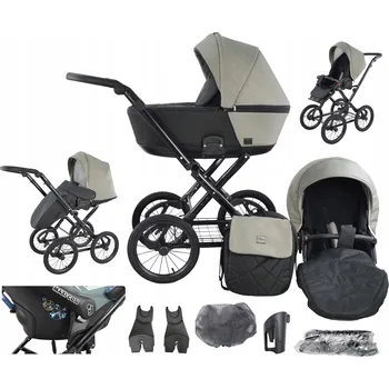 Kočárek Klasický dětský kočárek Cavo Premium Retro 2v1 + adaptéry Maxi Cosi Cybex