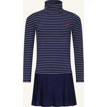 Dámské šaty Polo Ralph Lauren Dívčí Žerzejové Šaty, tmavě modrá / bílá, 134