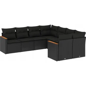 Zahradní nábytek set plast VidaXL černý 8 dílů