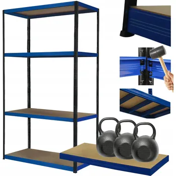 Dílenský regál Kovový regál do skladu, garáže, stojan HELIOS 180x120x30 cm, 4 police, nosnost 350 kg/police